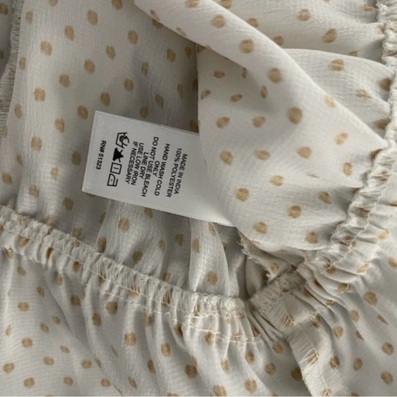 1.State Bon Voyage White & Gold Polka Dot Ruffle Blouse L - Picture 3 of 7